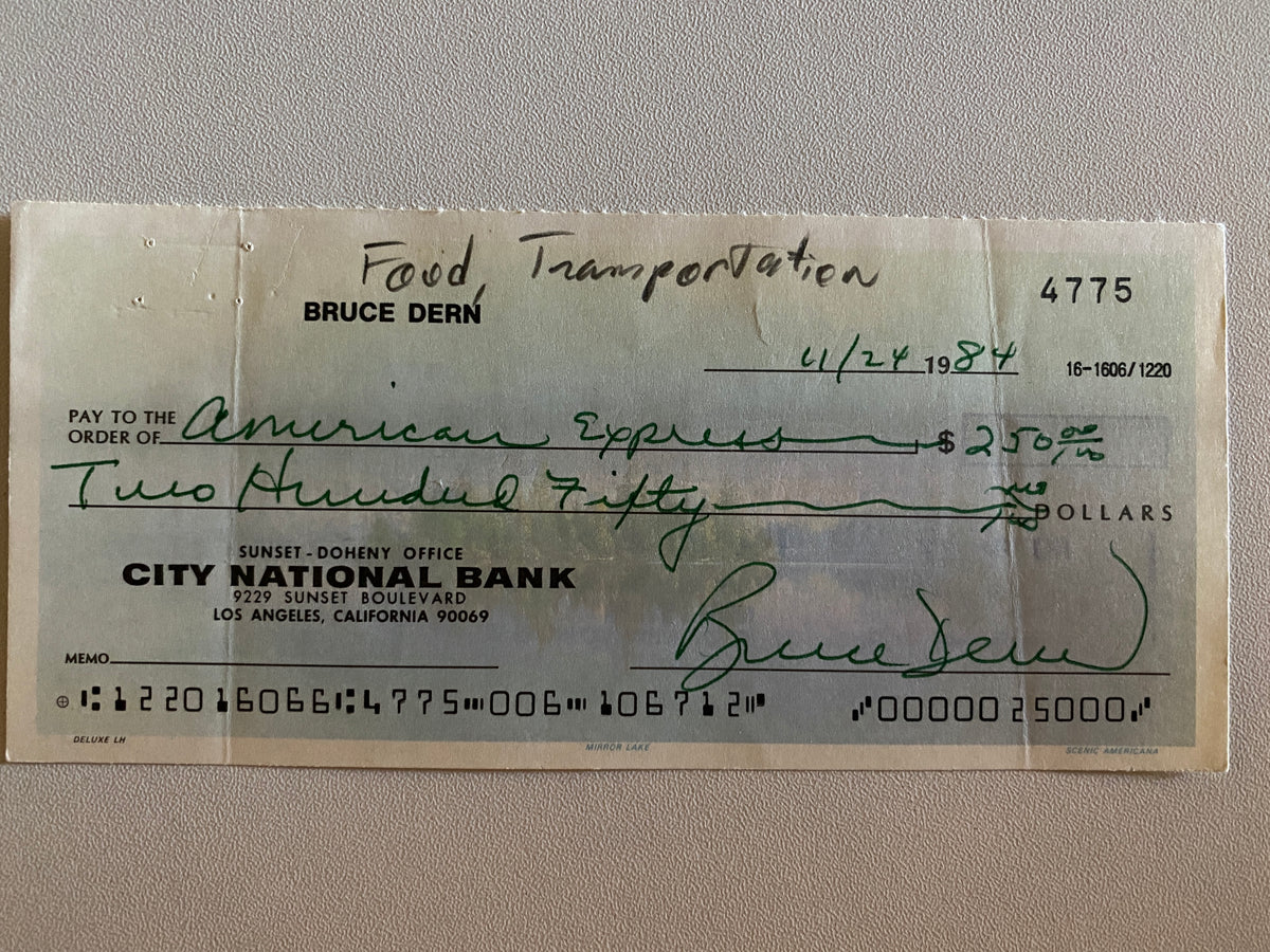 Bruce Dern signed check