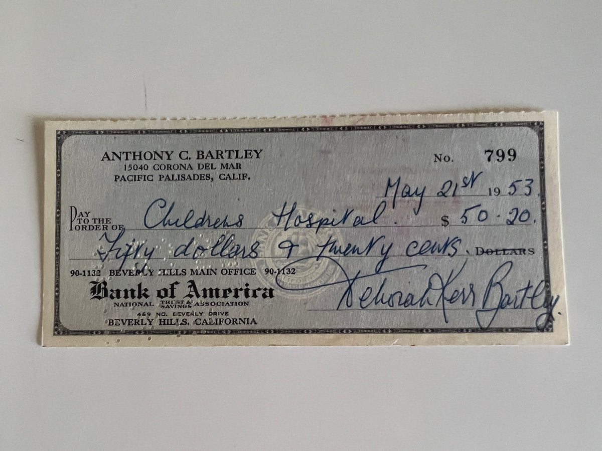 Deborah Kerr signed check
