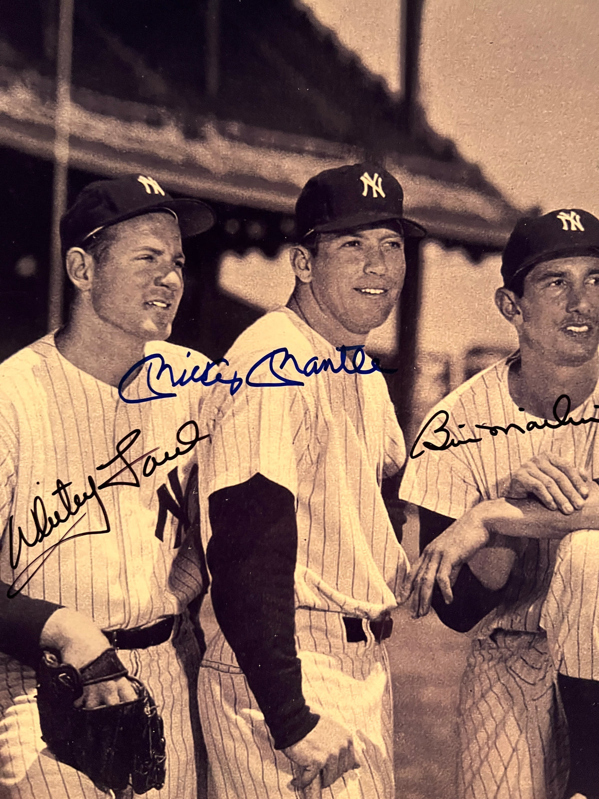 Whitey Ford, Mickey Mantle and Billy Martin signed photo