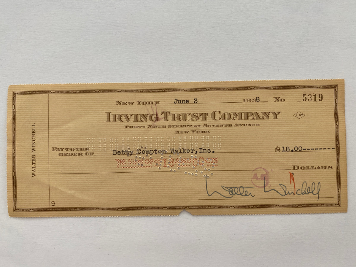 Walter Winchell signed check