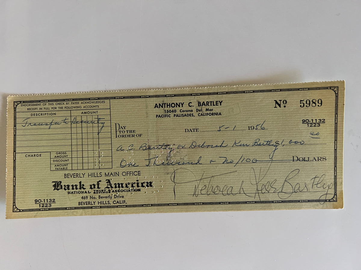 Deborah Kerr signed check