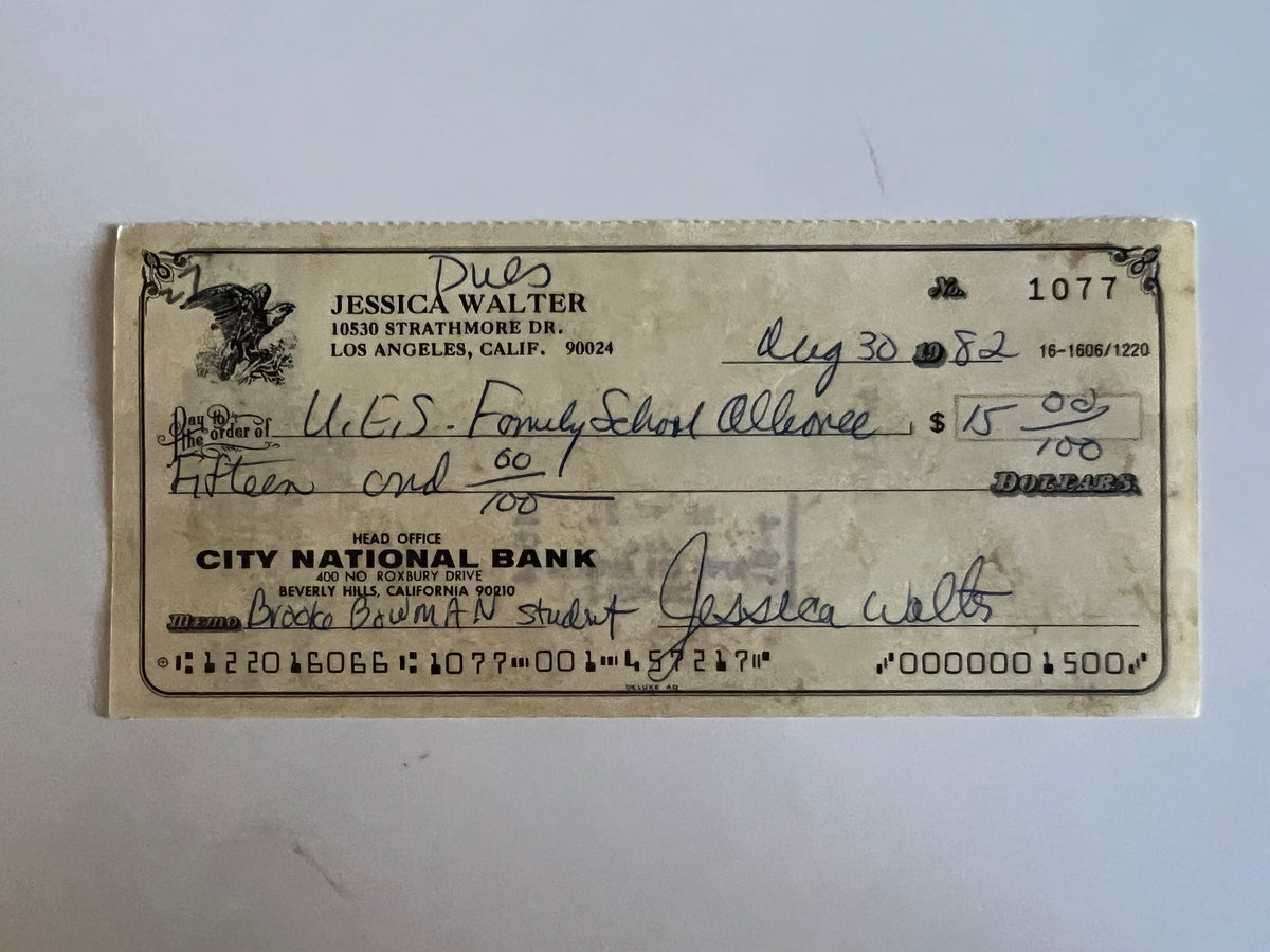 Jessica Walter signed check
