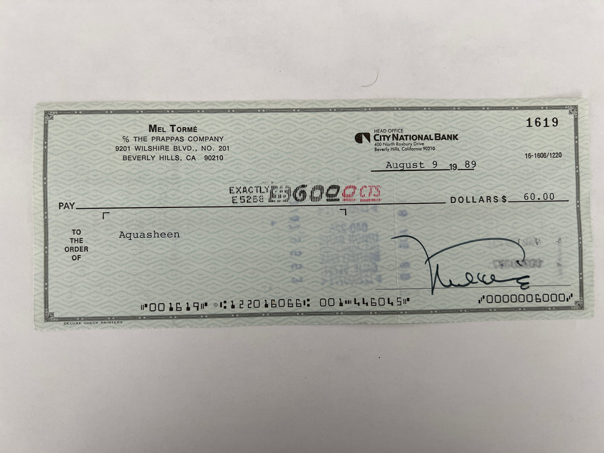 Mel Torme signed check