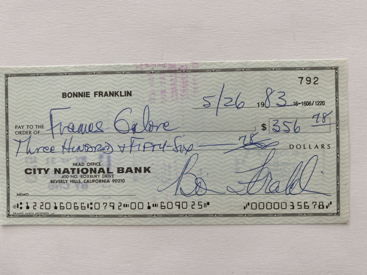 Bonnie Franklin signed check