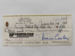 Sam Coslow signed check