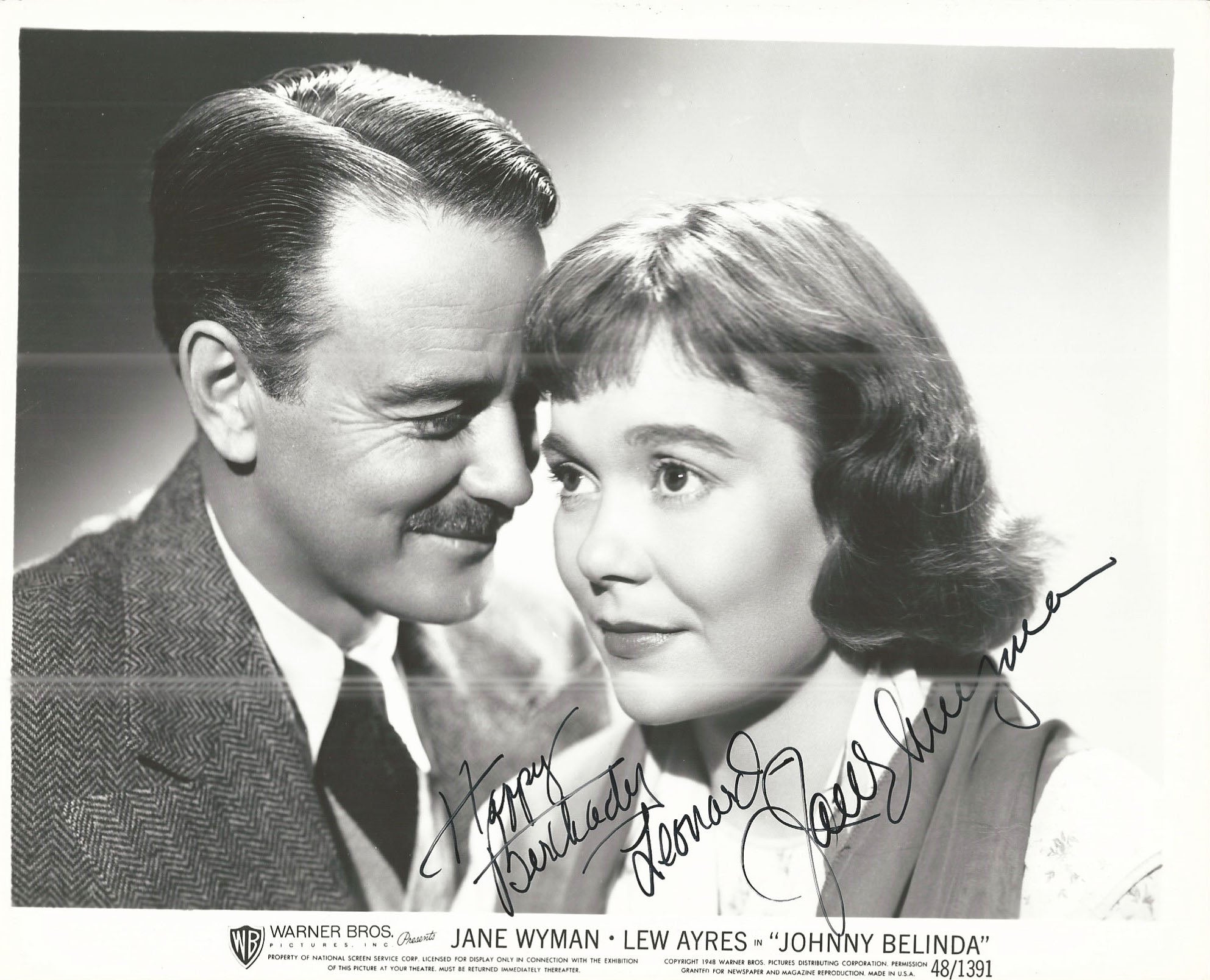 Johnny Belinda Jane Wyman Signed Movie Photo