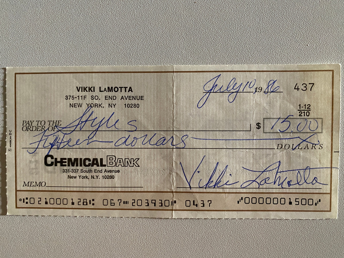Vikki LaMotta signed check