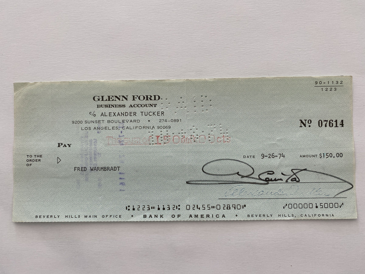 Glenn Ford signed check