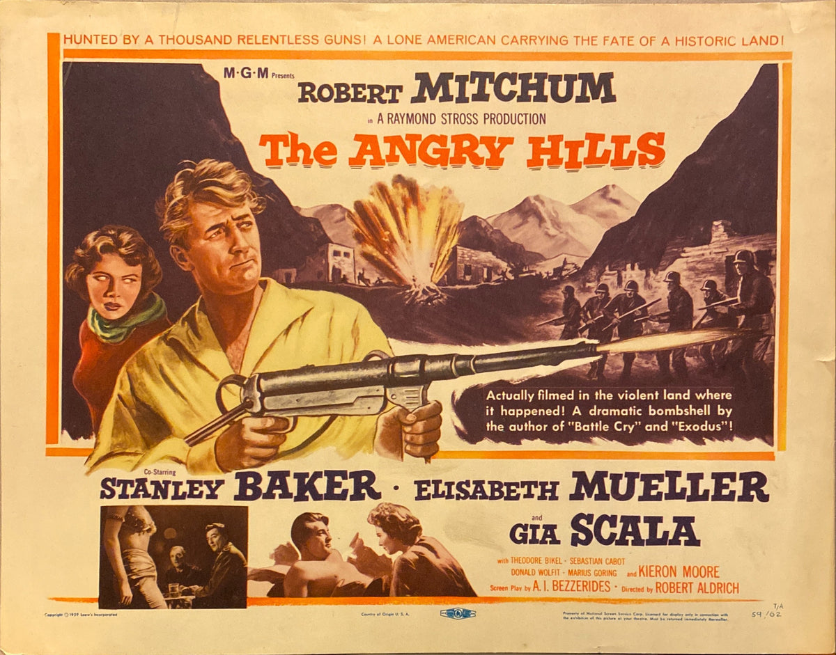 Robert Mitchum and Stanley Baker "The Angry Hills" original lobby card
