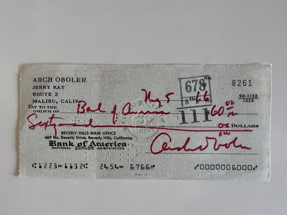 Arch Oboler signed check