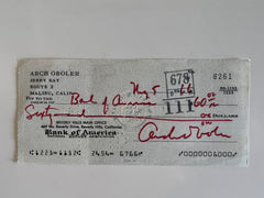 Arch Oboler signed check
