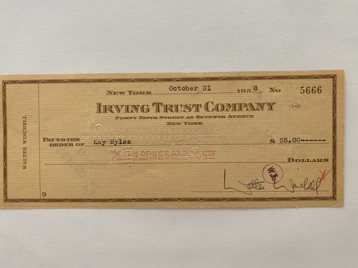 Walter Winchell signed check