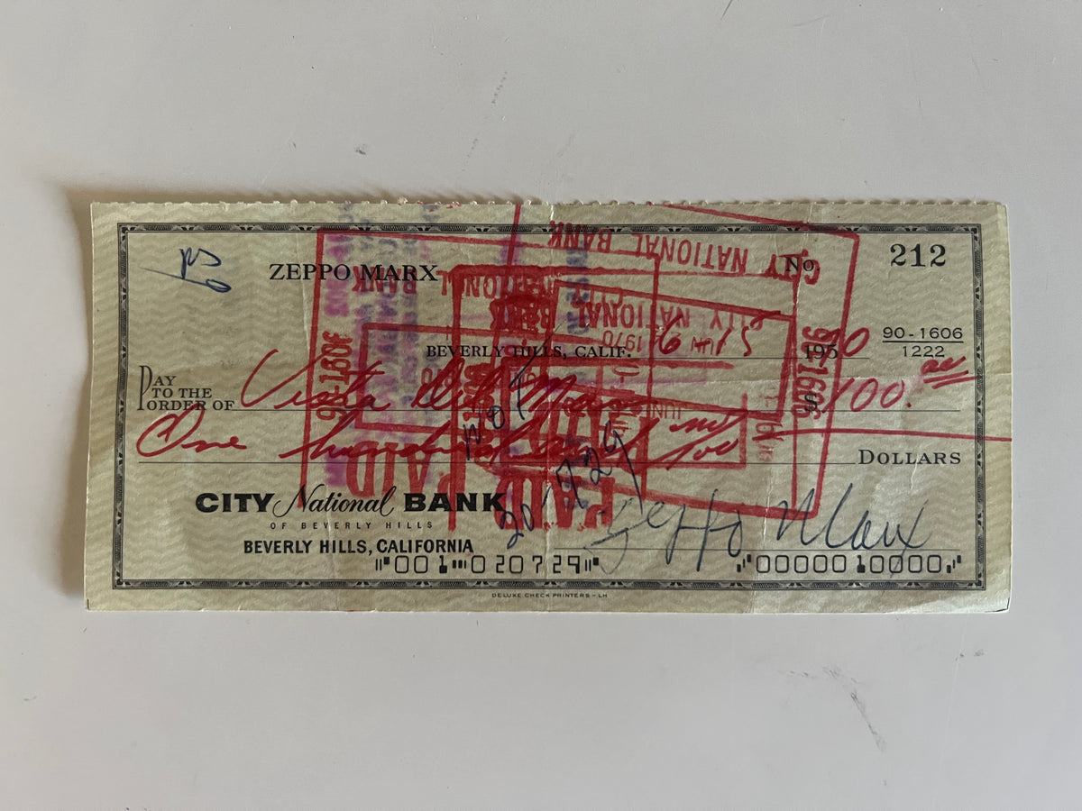 Zeppo Marx signed check