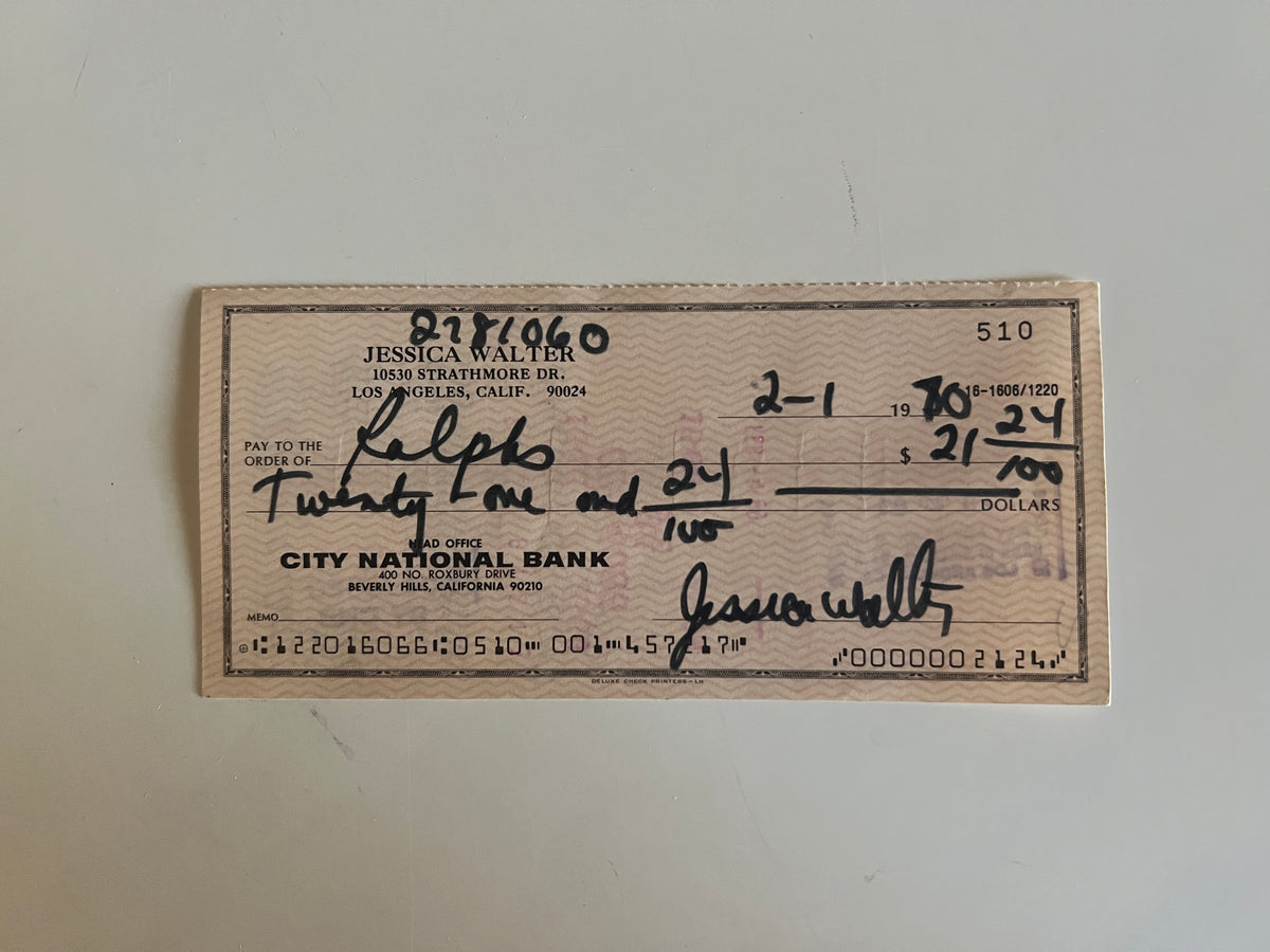 Jessica Walter signed check