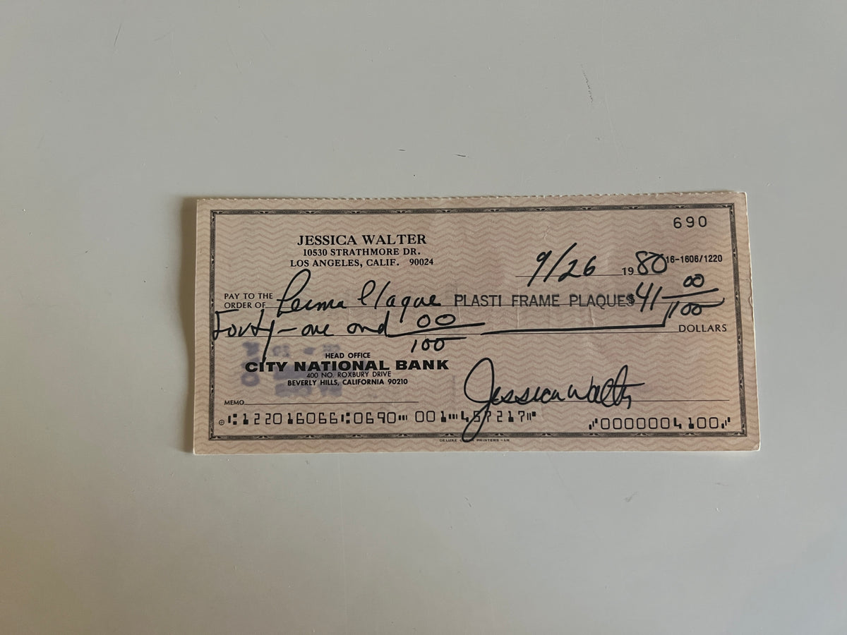 Jessica Walter signed check