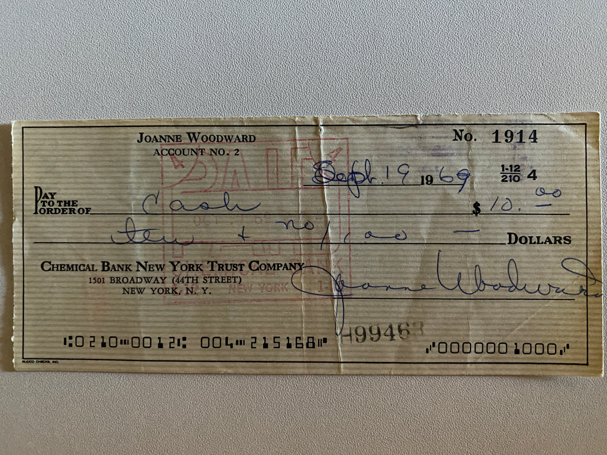 Three Faces Of Eve Joanne Woodward signed check