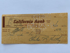 Chester Huntley signed check