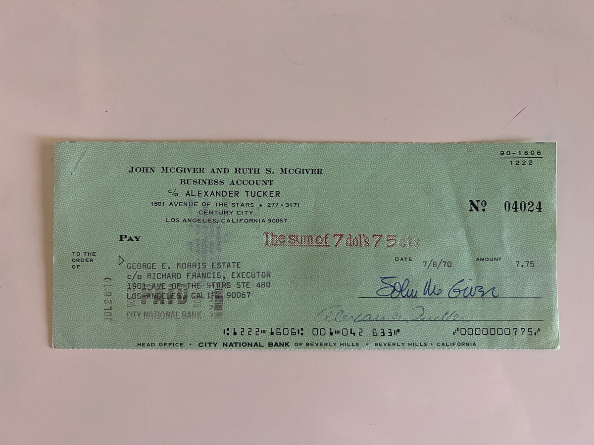 John McGivern signed check