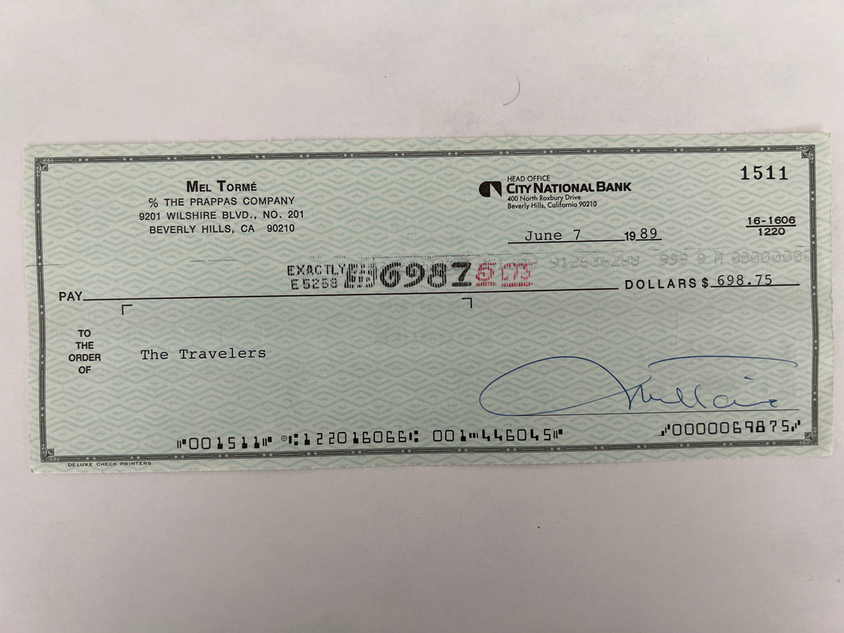 Mel Torme signed check