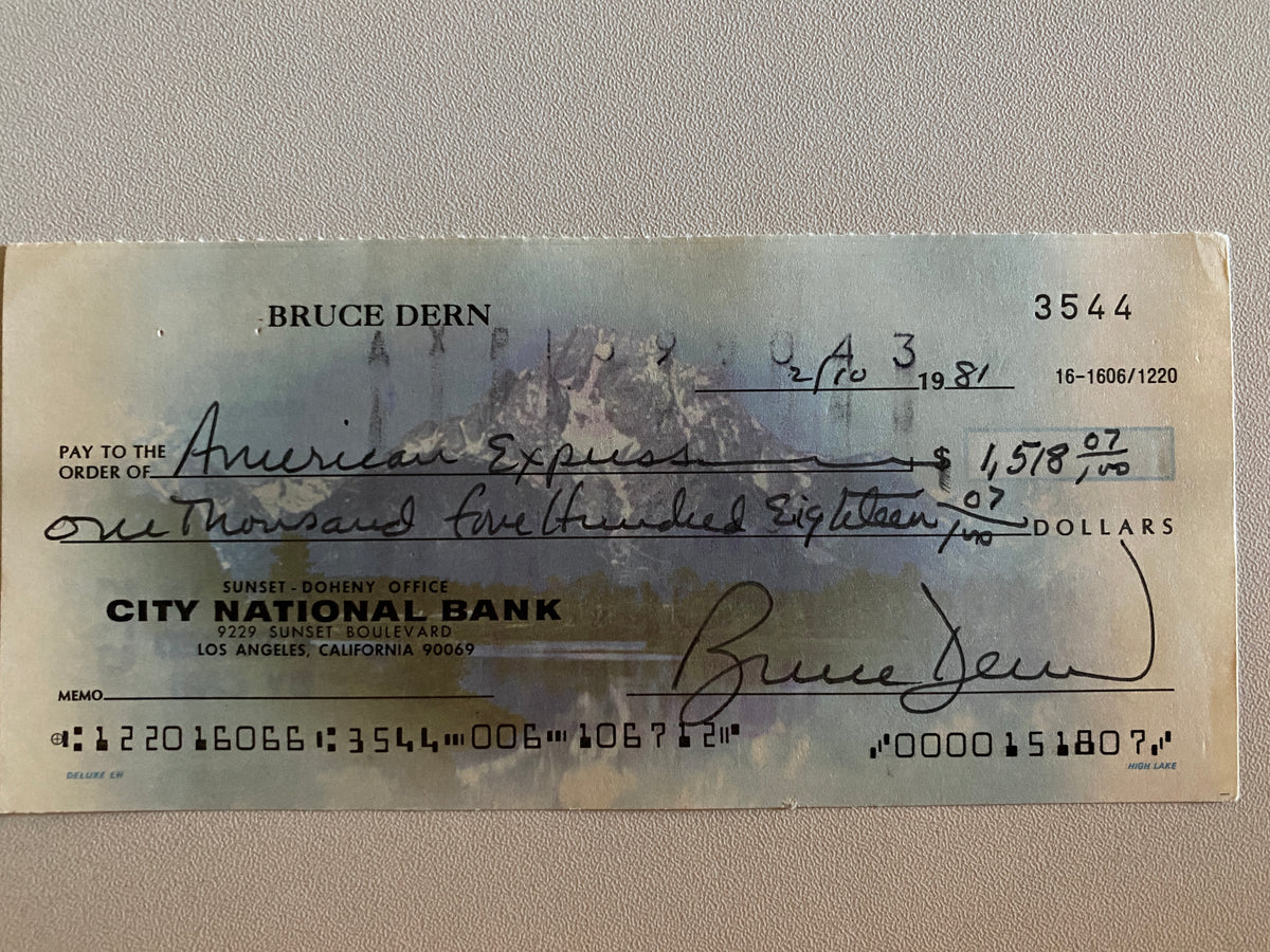 Bruce Dern signed check