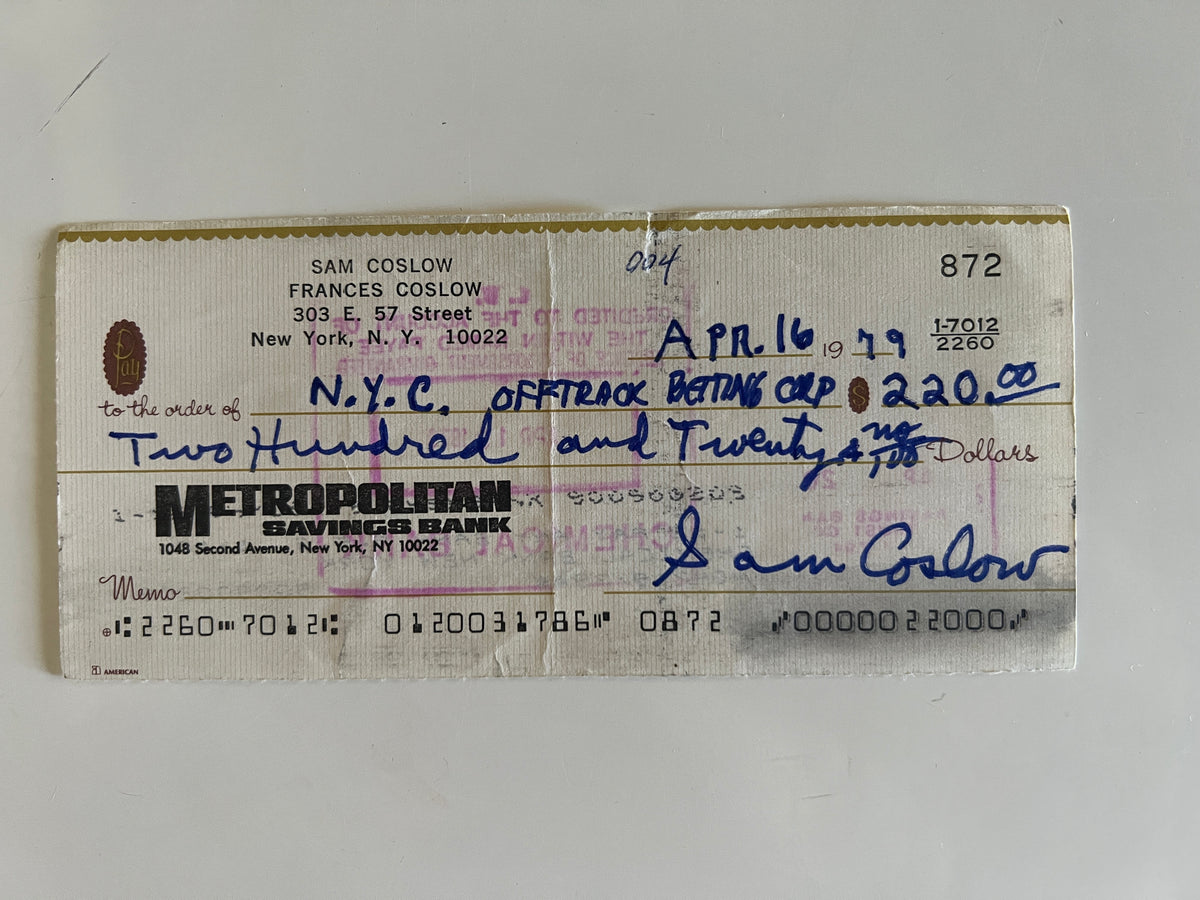 Sam Coslow signed check