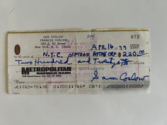 Sam Coslow signed check