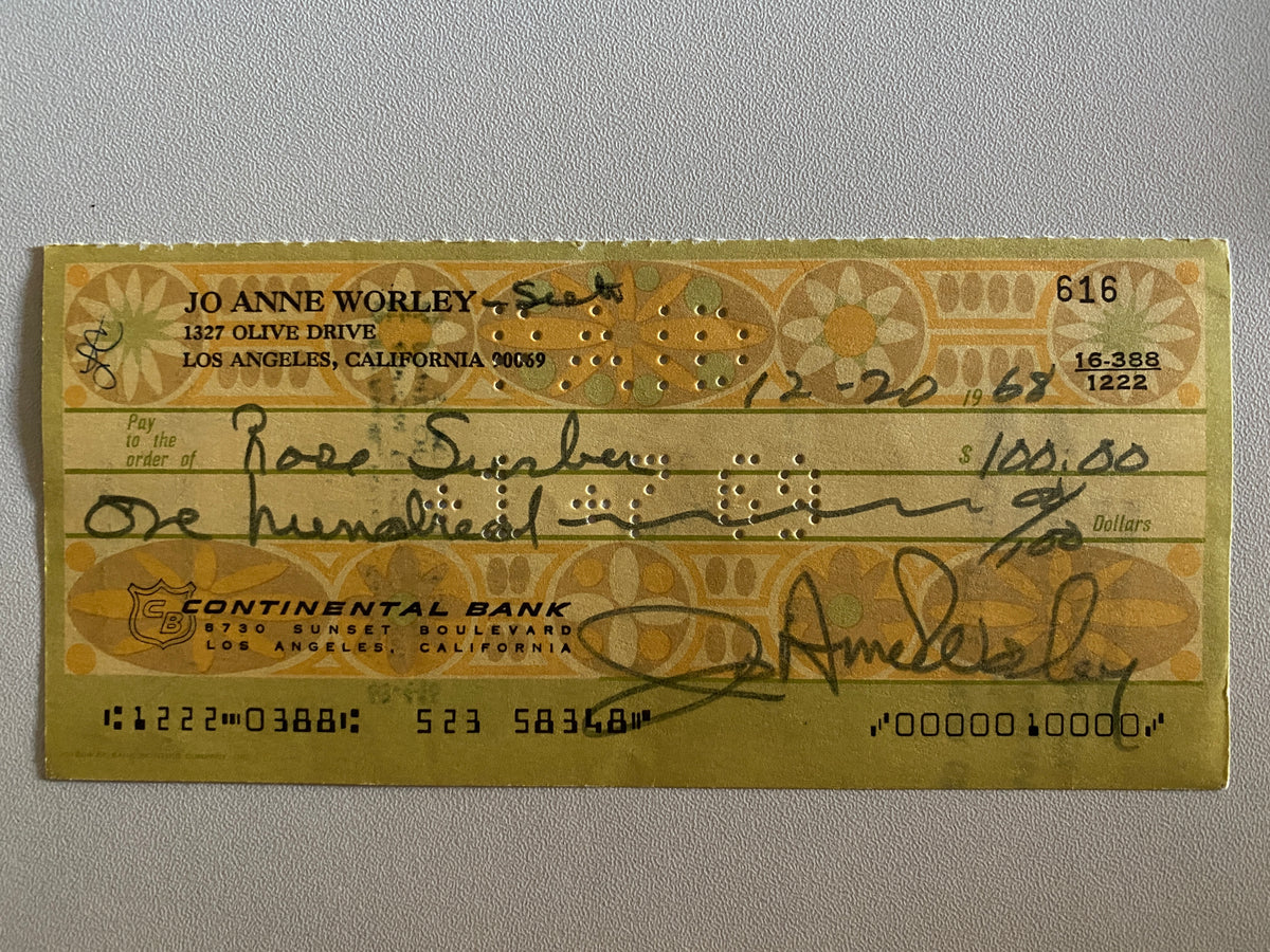 JoAnne  Worley signed check