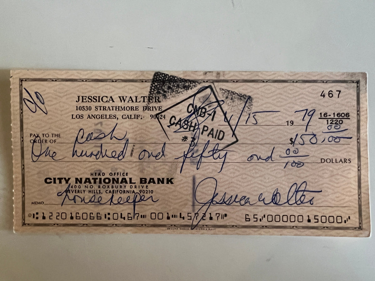 Jessica Walter signed check