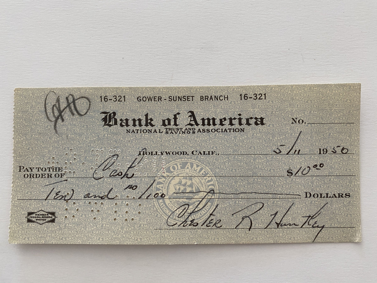 Chester Huntley signed check