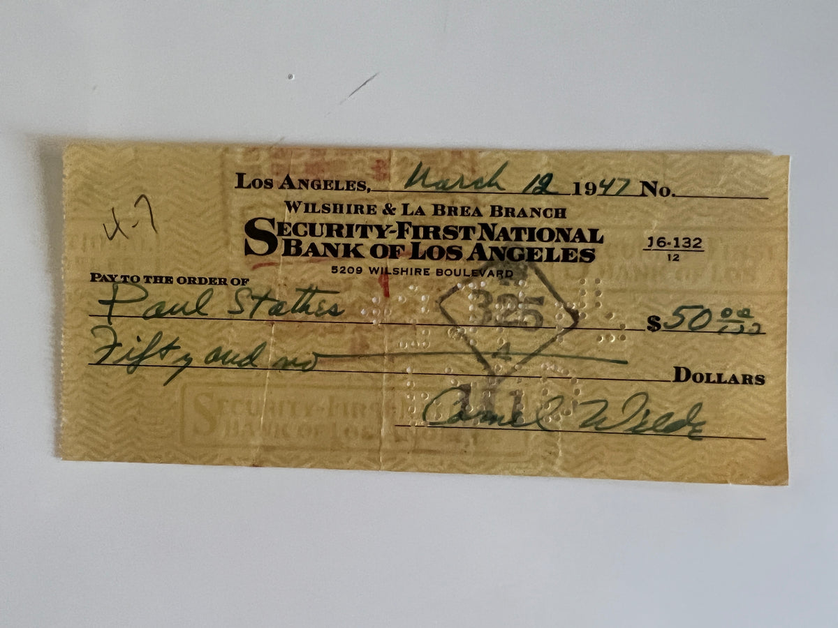 Cornel Wilde signed check