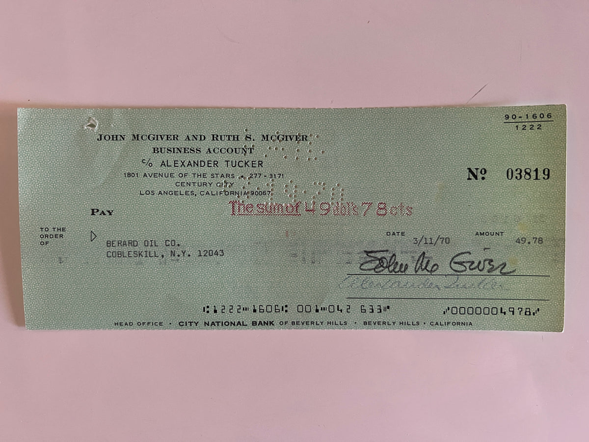 John McGivern signed check