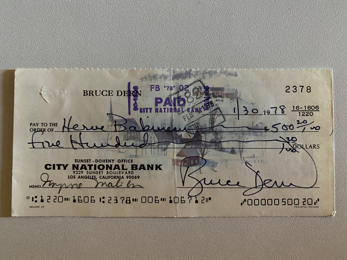 Bruce Dern signed check