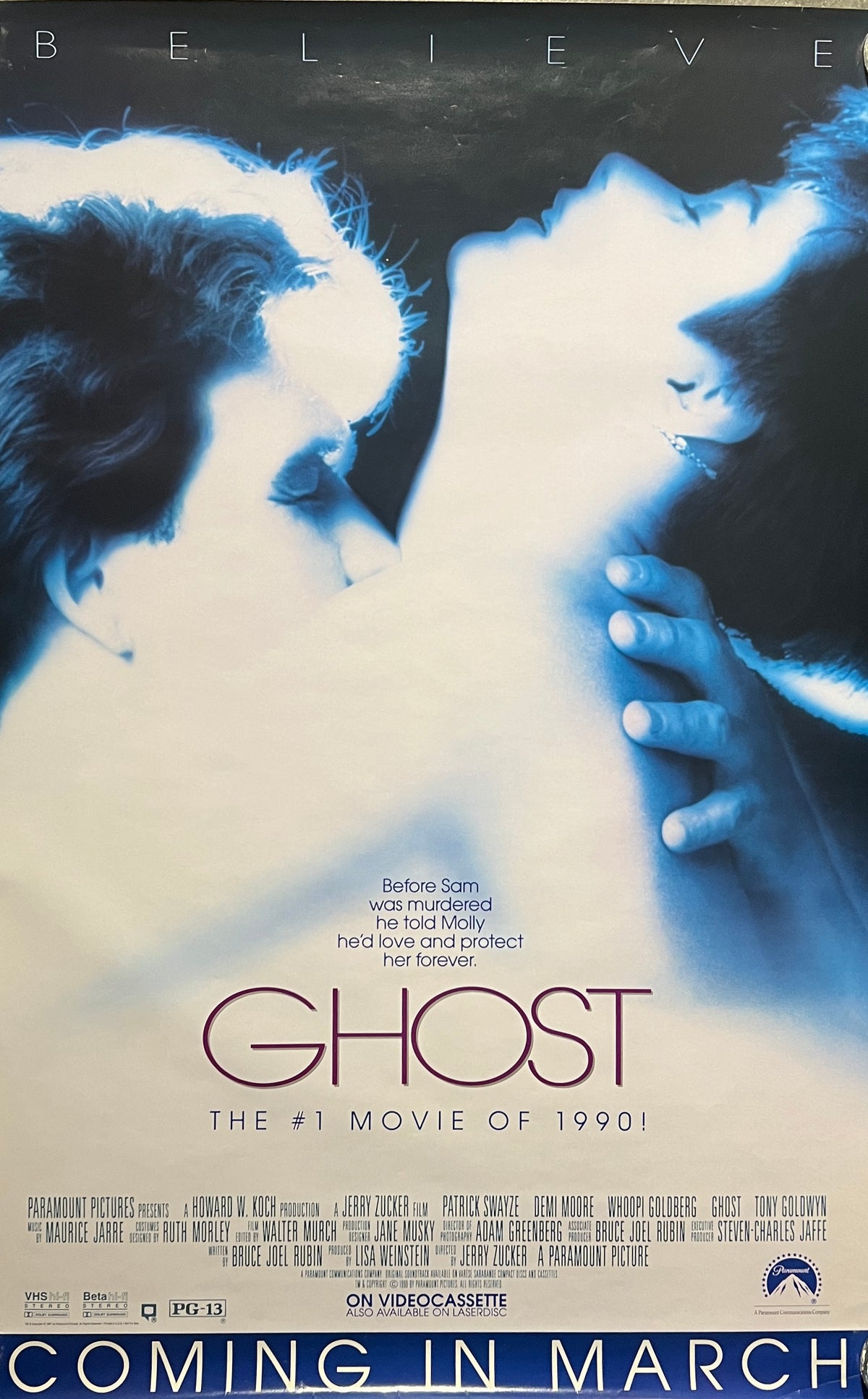 Ghost 1990 original teaser movie poster