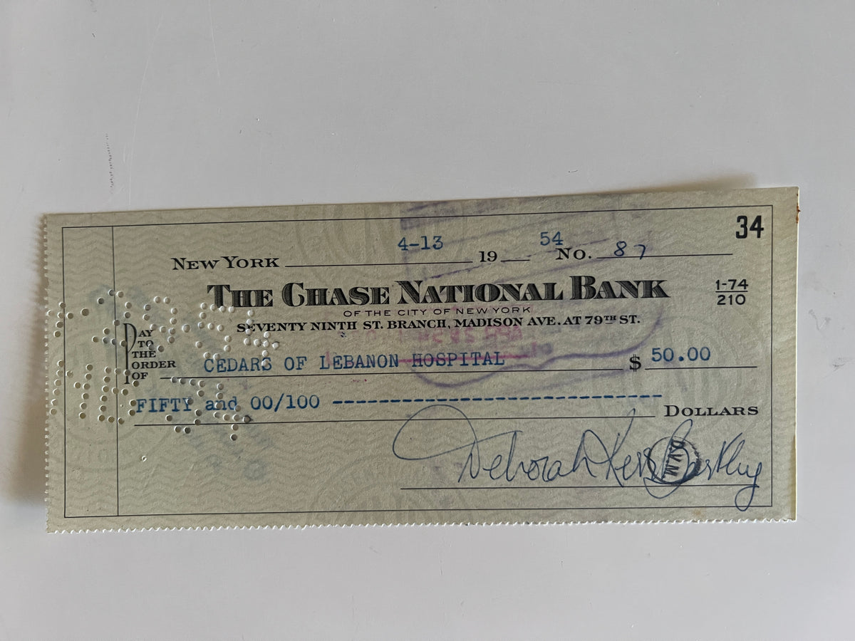 Deborah Kerr signed check