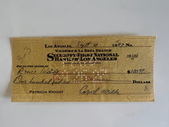 Cornel Wilde signed check