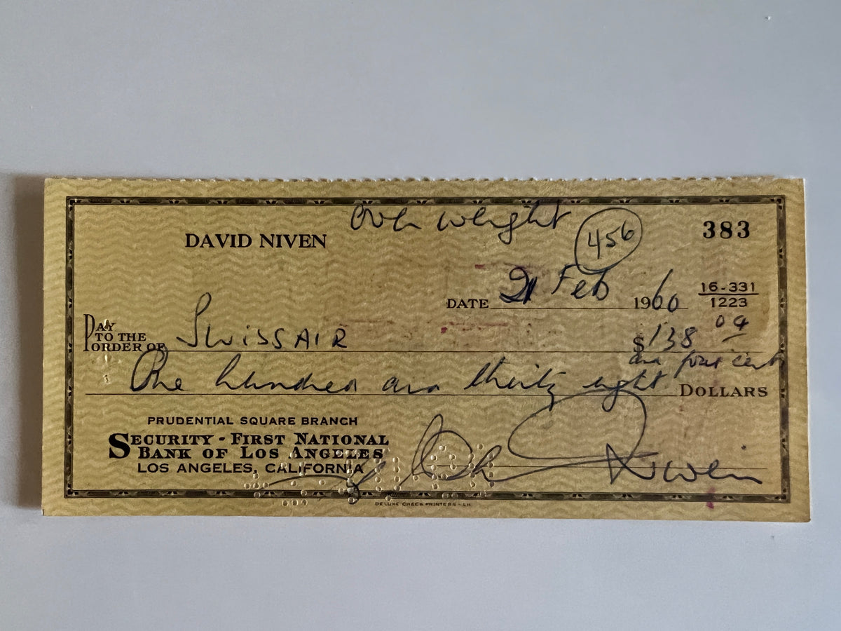 David Niven signed check