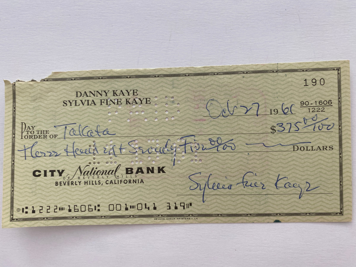 Sylvia Fine Kaye signed check