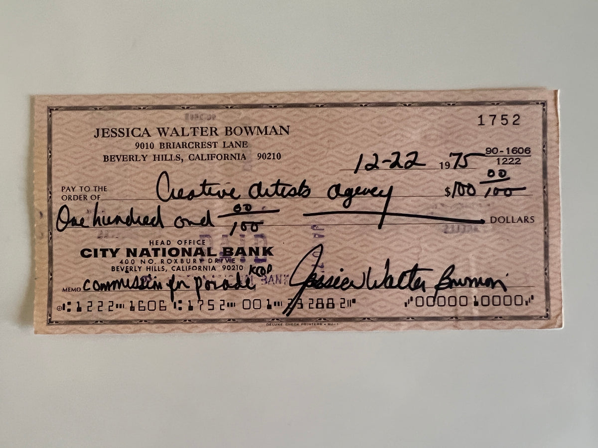 Jessica Walter signed check