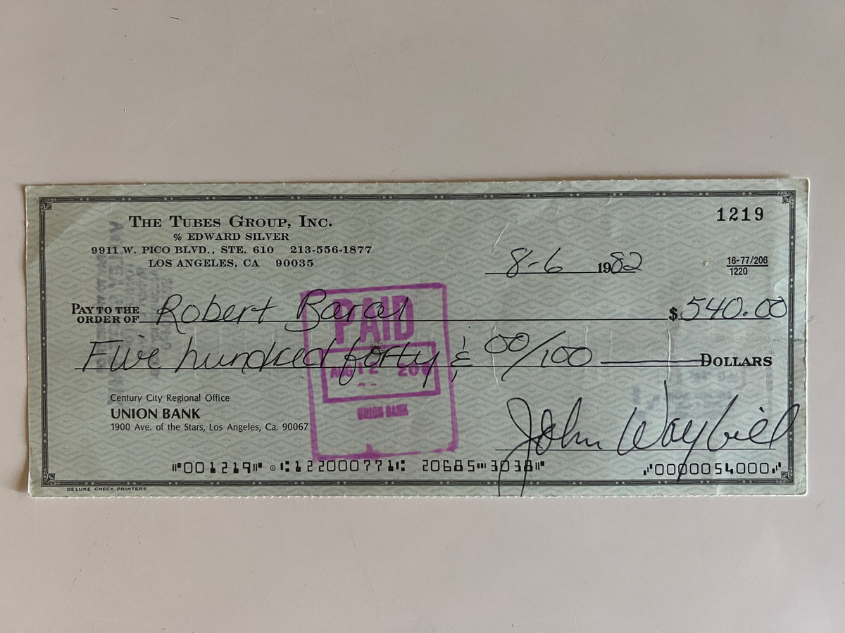 John Waybill signed check