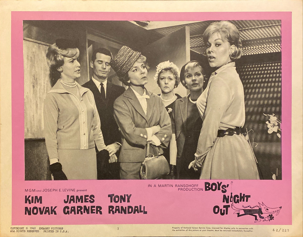 Kim Novak, James Garner, and Tony Randall "Boys' Night Out" original Lobby Card