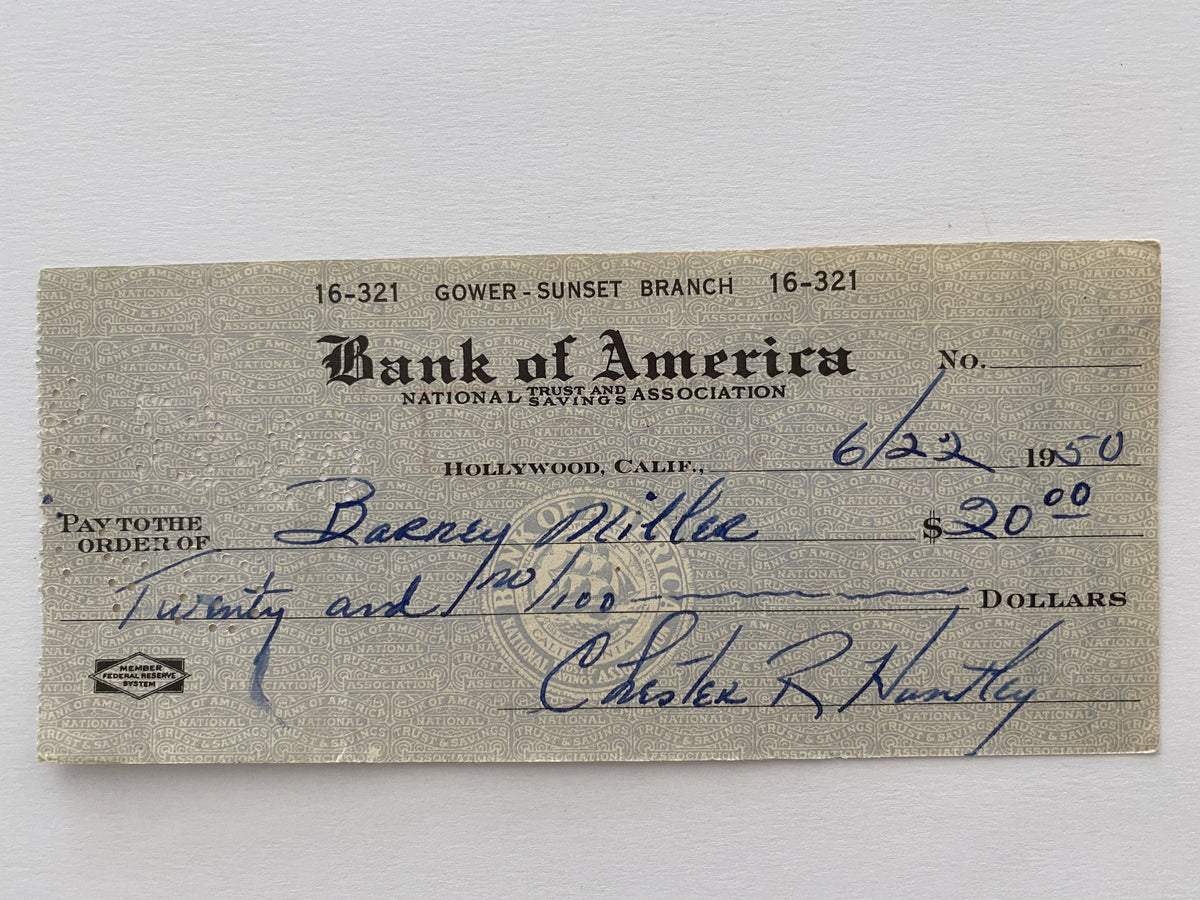 Chester Huntley signed check