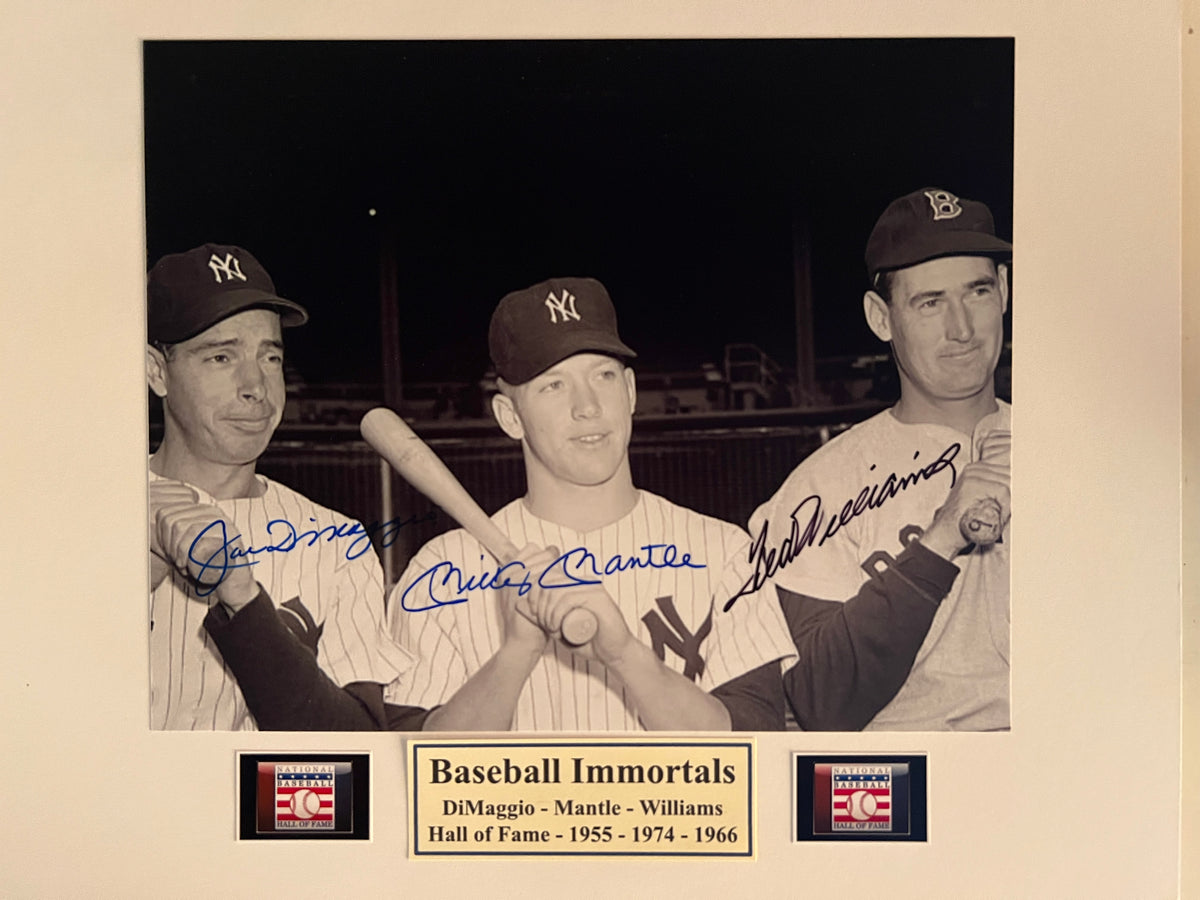 Joe DiMaggio, Mickey Mantle and Ted Williams signed photo