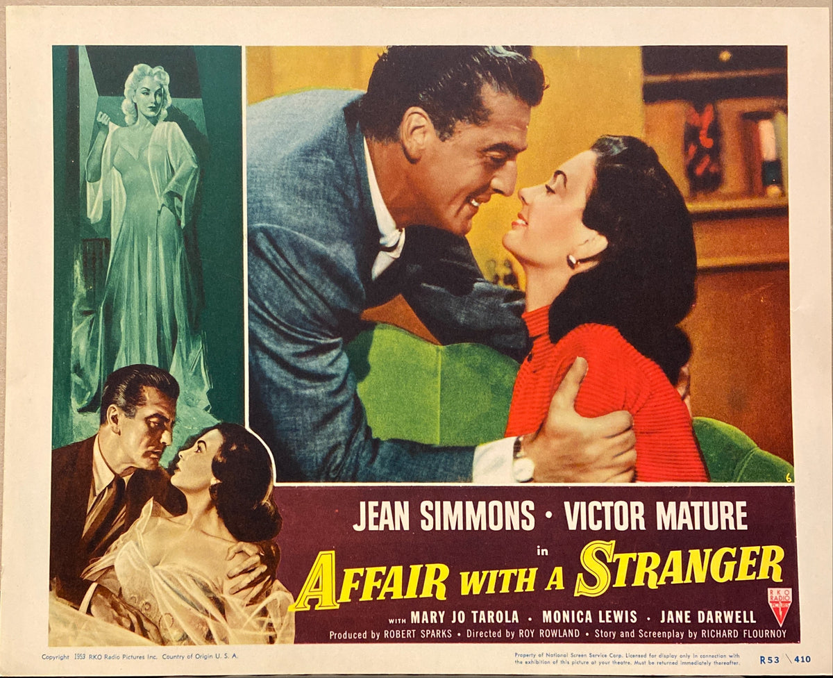 Jean Simmons and Victor Mature "Affair with a Stranger" Lobby Card