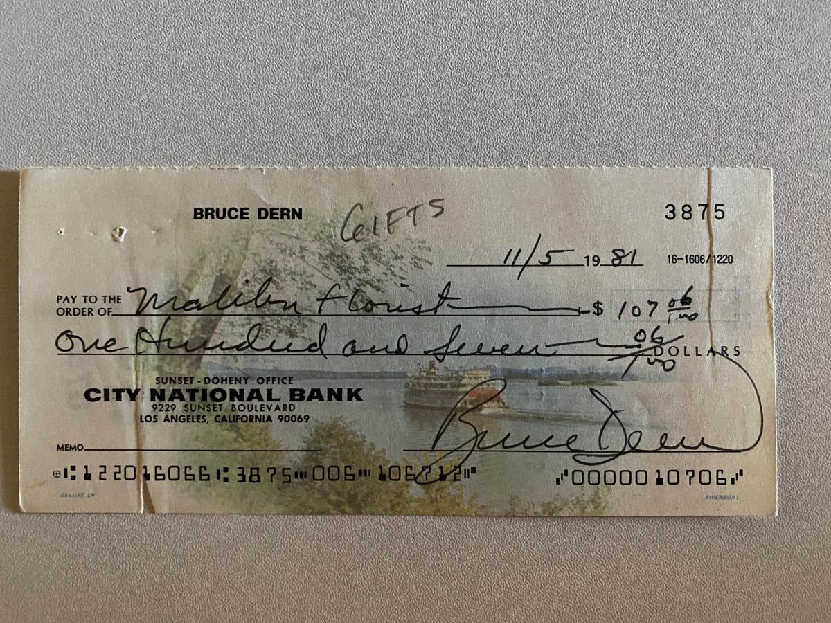 Bruce Dern signed check