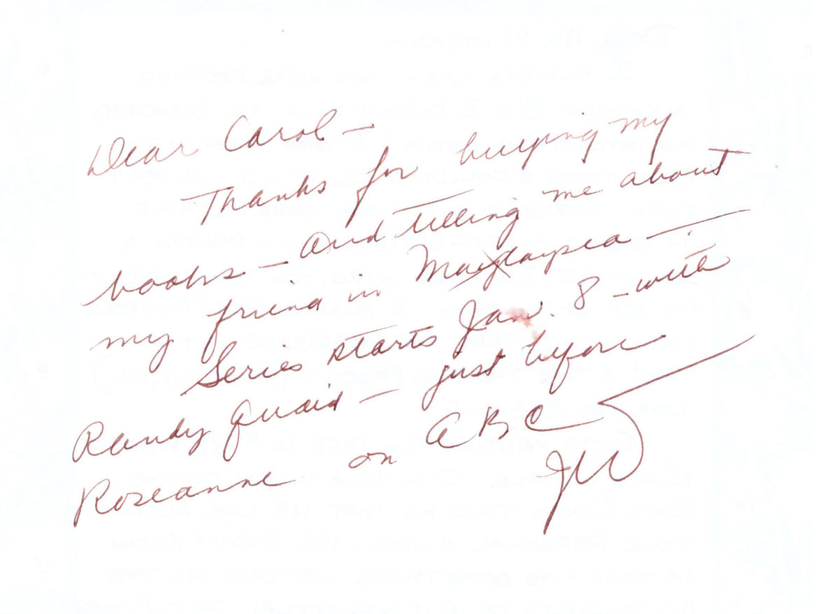 Comedian Jonathan Winters signed personal letter