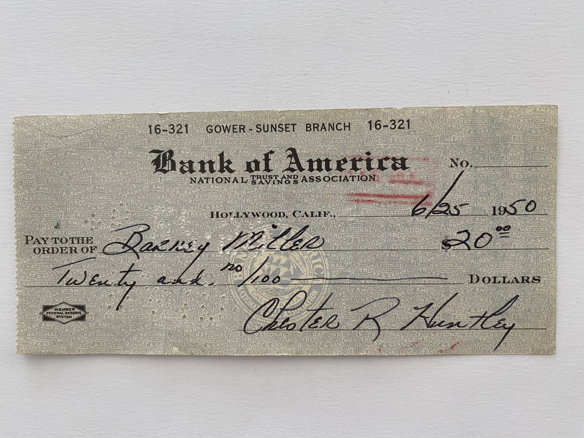 Chester Huntley signed check