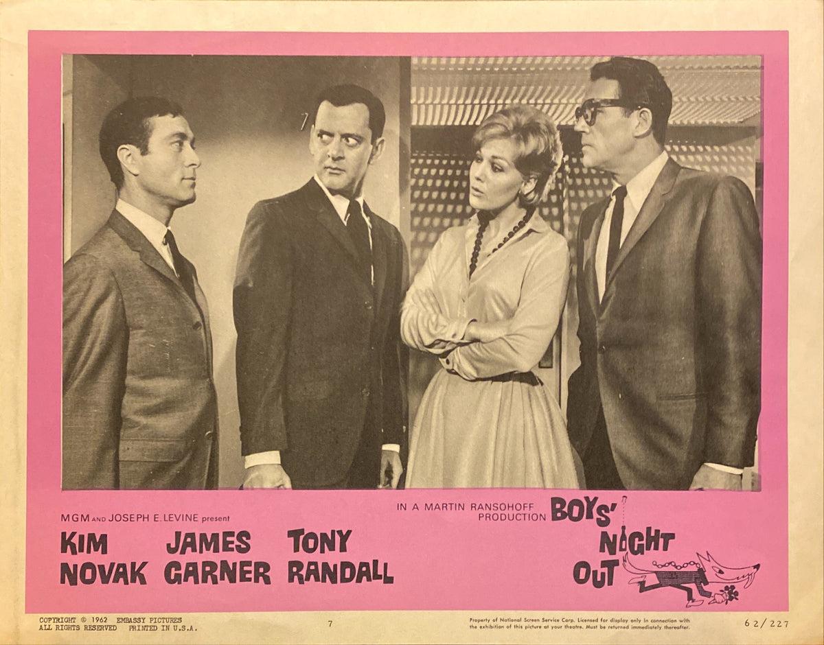 Kim Novak, James Garner, and Tony Randall "Boys' Night Out" original Lobby Card