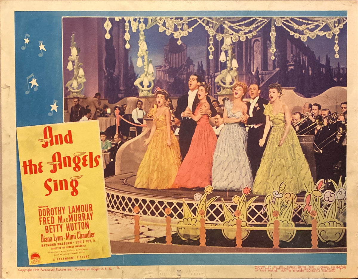 Dorothy Lamour, Fred MacMurray, and Betty Hutton "And Angels Sing" original lobby card