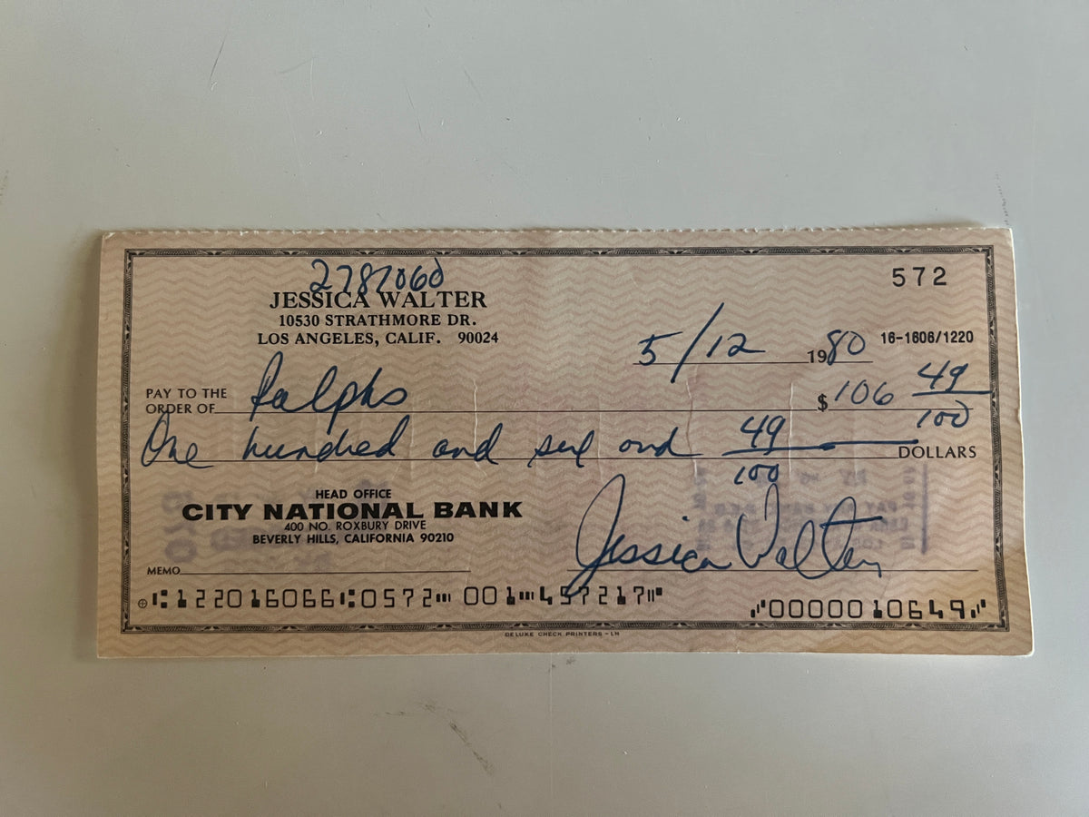 Jessica Walter signed check