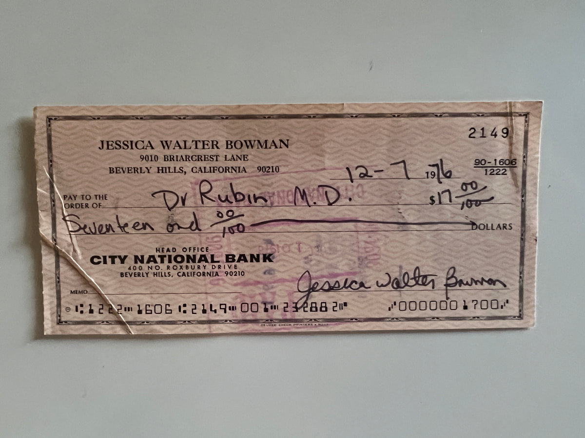 Jessica Walter signed check